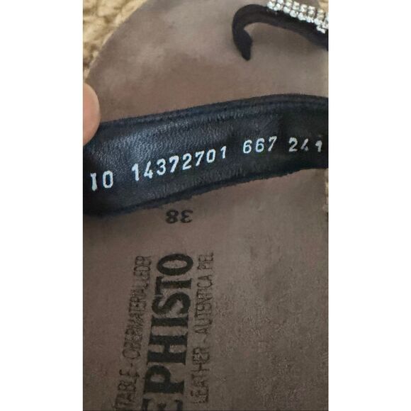 Mephisto Helen Spark Sandals 38 Black Rhinestone Cork Wedge Comfort Slides - Picture 3 of 8